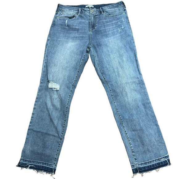 Dear John Women’s Jean’s 28 Light Wash Palm‎ Springs Distressed Raw Hem Straight - Picture 1 of 5